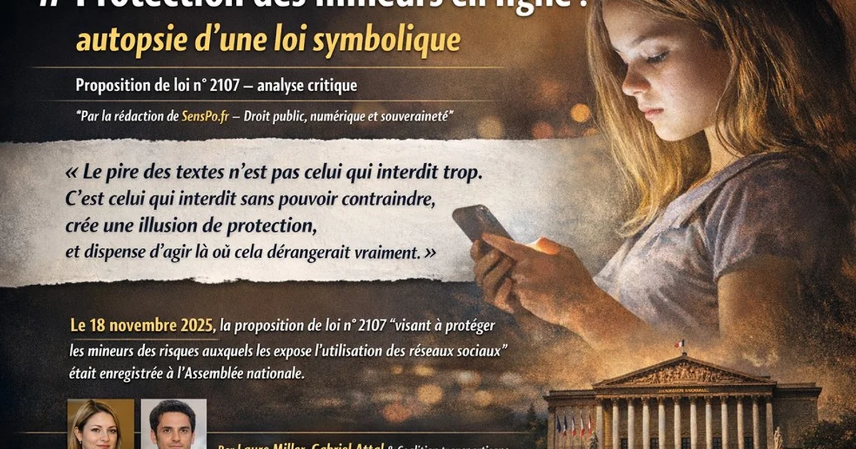 Protection des mineurs en ligne : autopsie d'une loi symbolique